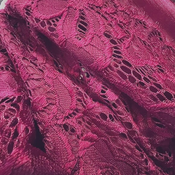 Lace Red/Maroon Off Shoulder Mini Dress-Size Large-Lined-Lightweight-Casual-NWOT - Picture 9 of 16